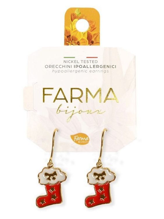 Farma Bijoux Υποαλλεργικά Σκουλαρίκια Κρεμαστές Χριστουγεννιάτικες Κάλτσες 25mm