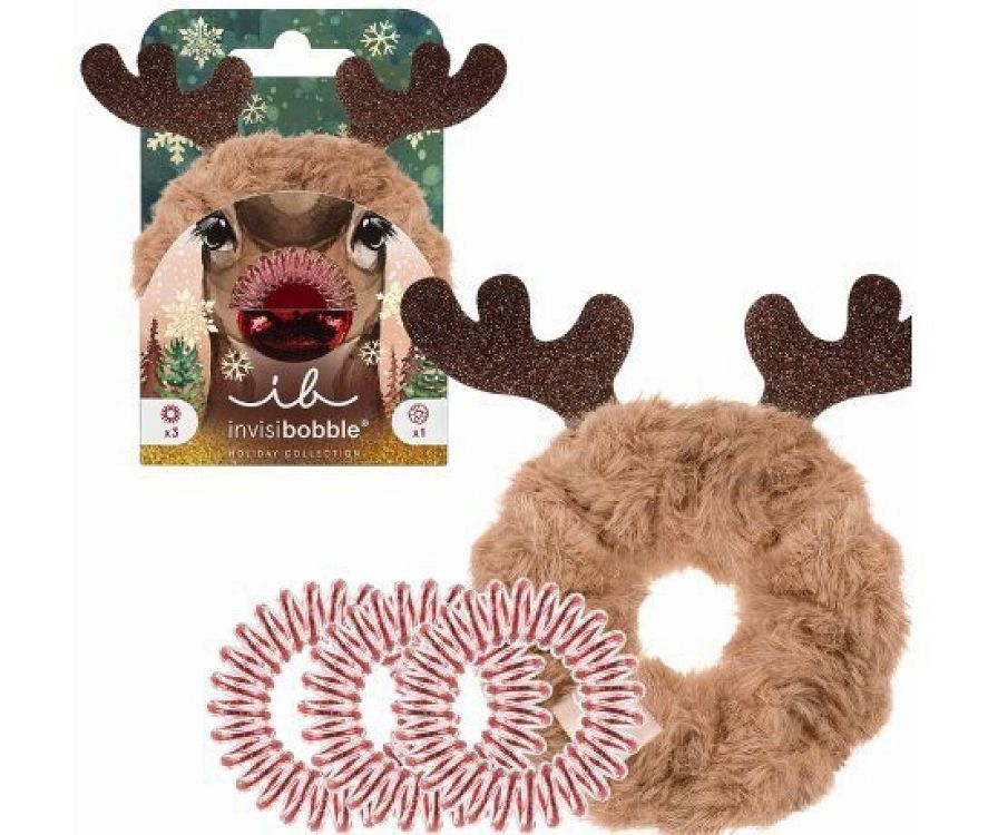 Invisibobble Promo Red Nose Raindeer The Original Sprunchie 1 Τεμάχιο & The Original Hair Spiral 3 Τεμάχια