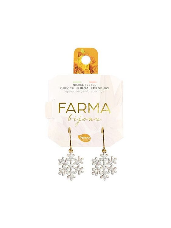 Farma Bijoux Υποαλλεργικά Σκουλαρίκια Χριστουγεννιάτικο Σχέδιο Χιονονιφάδα 25mm