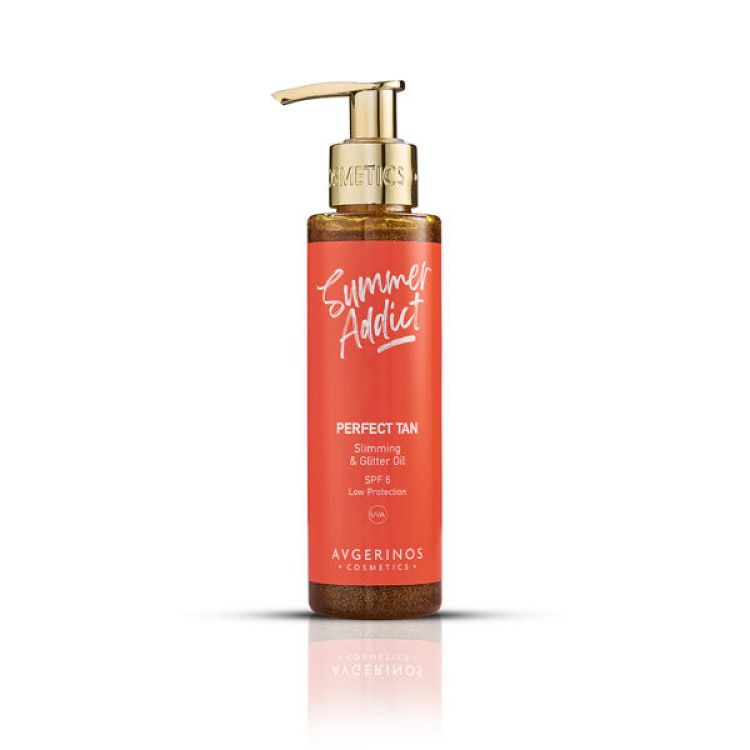 Avgerinos Cosmetics Summer Addict Perfect Tan Slimming & Glitter Oil Αντηλιακό Λάδι για το Σώμα SPF6 με Χρώμα 150ml