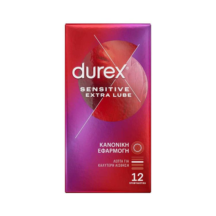 Durex Προφυλακτικά Πολύ Λεπτά Sensitive με έξτρα λιπαντικό , 12 τεμάχια