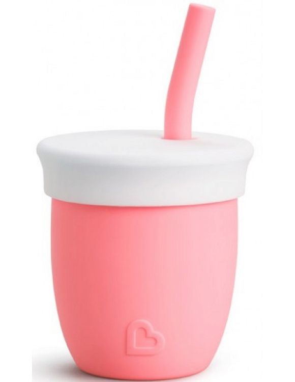 Munchkin C’est Silicone! Training Cup with Straw, 4oz, Coral