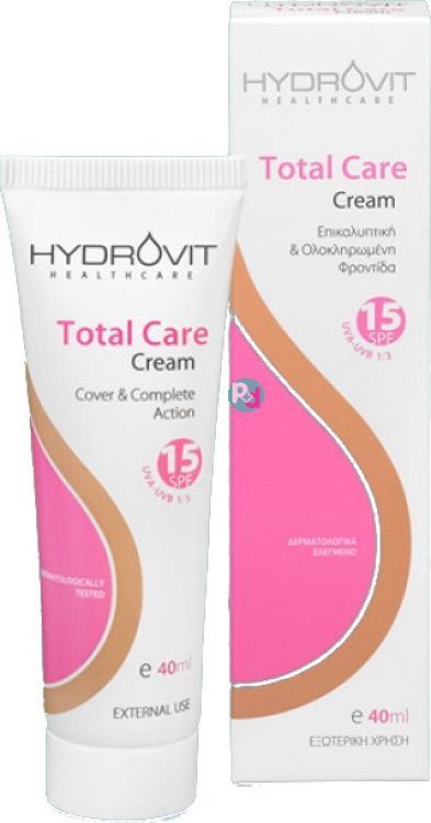 Hydrovit Total Care Κρέμα Προσώπου Ημέρας με Χρώμα και SPF15 για Ενυδάτωση & Ατέλειες με Υαλουρονικό Οξύ 40ml