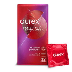 Durex Προφυλακτικά Πολύ Λεπτά Sensitive με έξτρα λιπαντικό , 12 τεμάχια